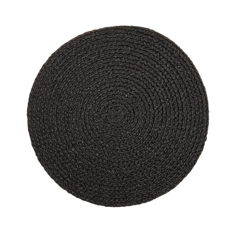 Tablett SIGGE, enfärgad i jute, stl. diameter 38cm, rund, svart