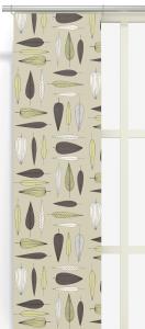 Panelgardin UNDER TRÄDET med gulgröna och grå blad på beige bottenfärg