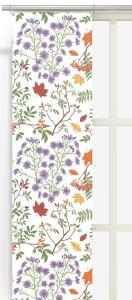 Panelgardin HÖSTASTER med blålila höstaster och orange lönnlöv och nypon