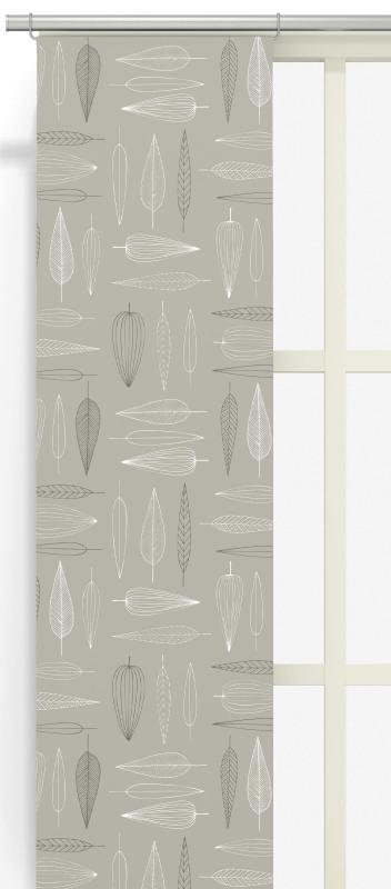 Panelgardin FROSTBLAD med stiliserade blad på beige bottenfärg