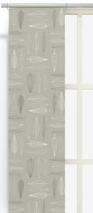 Panelgardin FROSTBLAD med stiliserade blad på beige bottenfärg