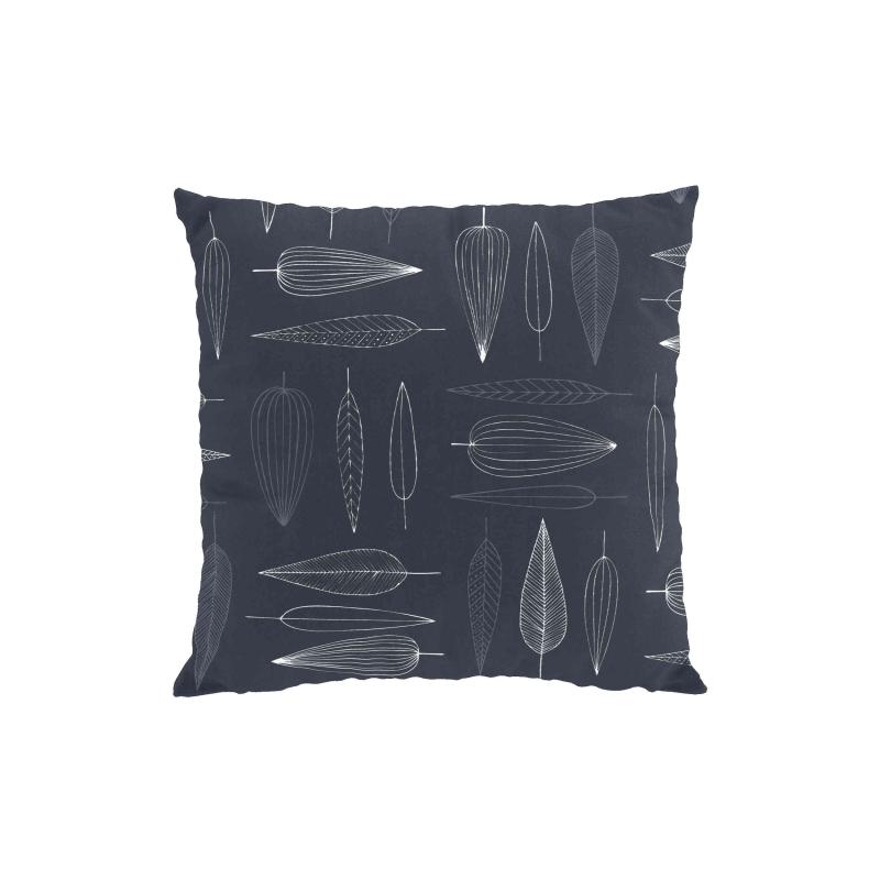 Kuddfodral FROSTBLAD med stiliserade blad på blå bottenfärg