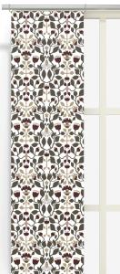 Panelgardin BLOMSTERSNÅR i medaljongmönster av slingrande blommor och blad i brunt