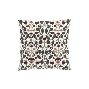 Kuddfodral BLOMSTERSNÅR i medaljongmönster av slingrande blommor och blad i brunt