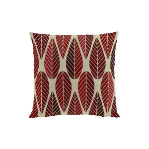 Kuddfodral BLADER (Culla), grafiskt retromönster med blad i rött på beige botten