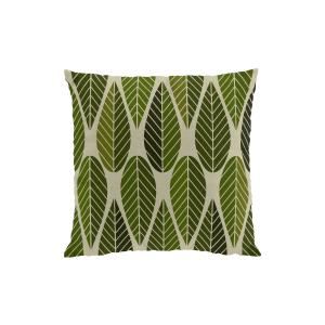 Kuddfodral BLADER (Culla), grafiskt retromönster med blad i grönt på beige botten
