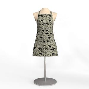 Förkläde SKOGENS KONUNG (Culla) med älgar i svart på linnefärgad botten