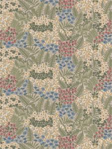 Kuddfodral BLÅ BLOM med sippor, blåklint, gula små blommor och gröna blad på beige botten