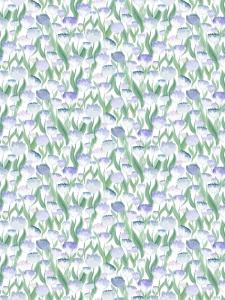 Panelgardin LJUVLIGT med blå tulpaner på offwhite bottenfärg