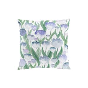 Kuddfodral LJUVLIGT med blå tulpaner på offwhite bottenfärg