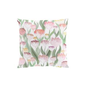 Kuddfodral LJUVLIGT med rosa tulpaner på offwhite bottenfärg