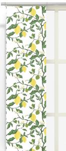 Panelgardin CITRONTRÄD med gula citron på gröna kvistar, offwhite bottenfärg