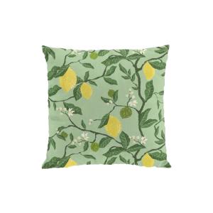Kuddfodral CITRONTRÄD med gula citron på gröna kvistar, grön bottenfärg