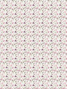 Panelgardin LUKTÄRT med luktärtor i ljusrosa och lila på offwhite bottenfärg