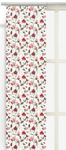 Panelgardin LUKTÄRT med luktärtor i rosa och rött på offwhite bottenfärg