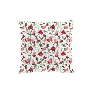 Kuddfodral LUKTÄRT med luktärtor i rosa och rött på offwhite bottenfärg