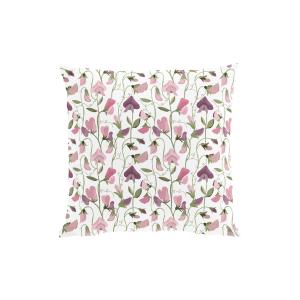 Kuddfodral LUKTÄRT med luktärtor i ljusrosa och lila på offwhite bottenfärg