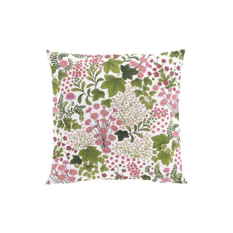 Kuddfodral MORMORS TÄPPA med små rosa blommor och gröna blad