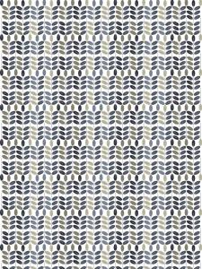 Panelgardin BLADIBLAD stilistiska blad på rad i beige och gråblått