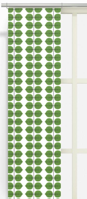 Panelgardin STOR BERSÅ, Stig Lindbergs stilistiska gröna blad i 100% Linne