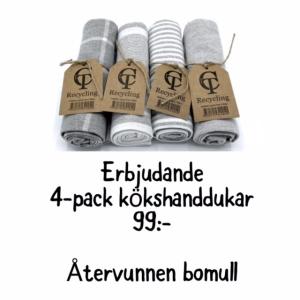 Kökshanddukar RECYCLE, 4-pack, 50x70 cm, grå/vit