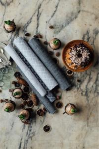 Löpare ELLA recycle, 33x120cm, ljusgrå/vit