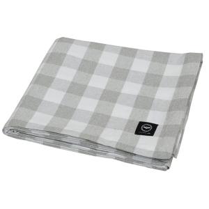 Duk STURE, fyrkantig duk i återvunnet material, rutig i grått och vitt
