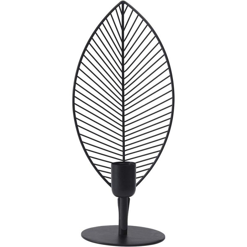 Bordslampa/Lampfot, ELM, almlöv i metall, svart, H.42 cm