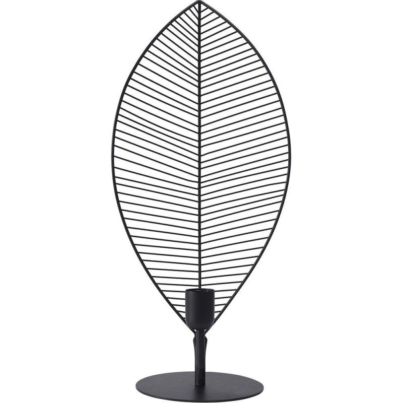 Bordslampa/Lampfot, ELM, almlöv i metall, svart, H.58 cm