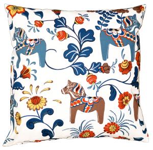 Kuddfodral LEKSAND 47x47cm, dalahästar, multi/brun/blå