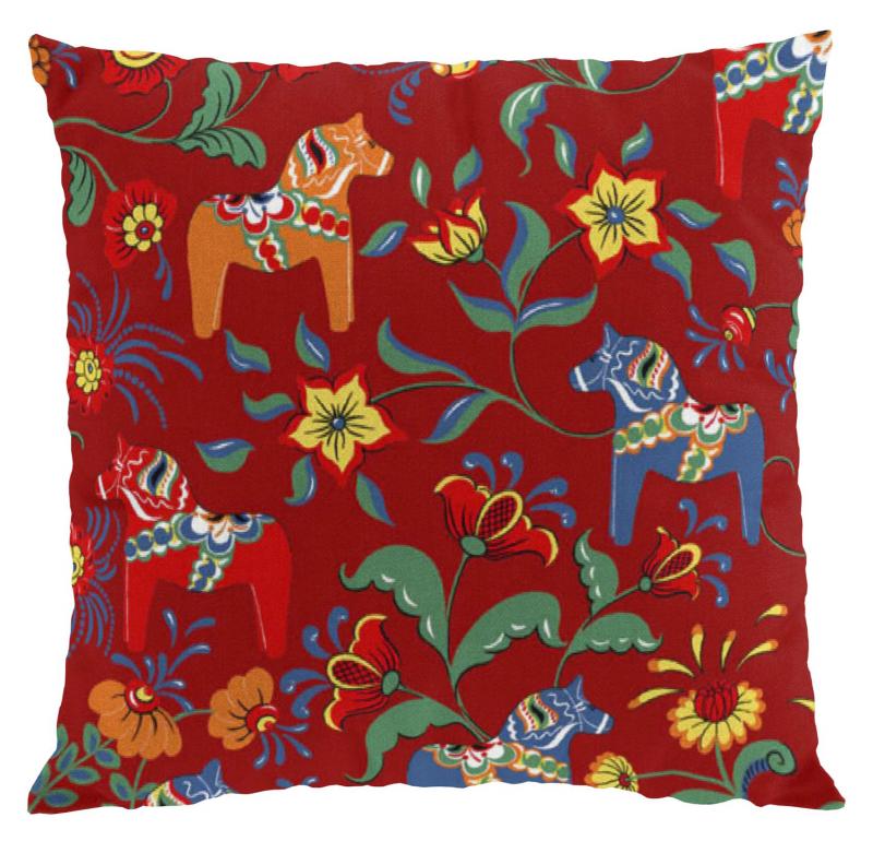 Kuddfodral LEKSAND 47x47cm, dalahästar, multi/röd