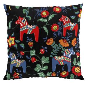 Kuddfodral LEKSAND 47x47cm, dalahästar, multi/svart