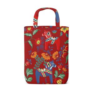 Kasse LEKSAND 32x40cm, dalahästar, röd