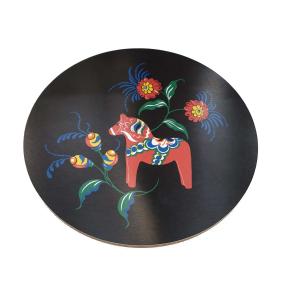 Grytunderlägg LEKSAND, 21cm, dalahäst, svart