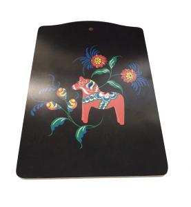 Serveringsbräda LEKSAND, 20x30cm, dalahästar, svart