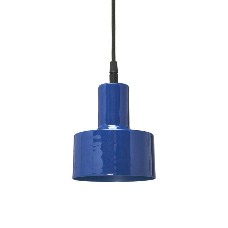 Fönsterlampa SOLO, blank blå metall, diameter 13cm, E27 sockel