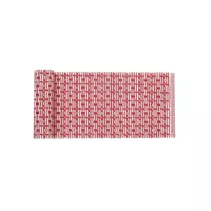 Löpare STELLA vävd tvåfärgad randig fönsterremsa/bordslöpare, recycle, Mörkröd/beige