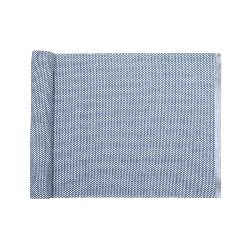 Löpare KALLE vävd enfärgad bordslöpare, recycle, Gråblå, vit