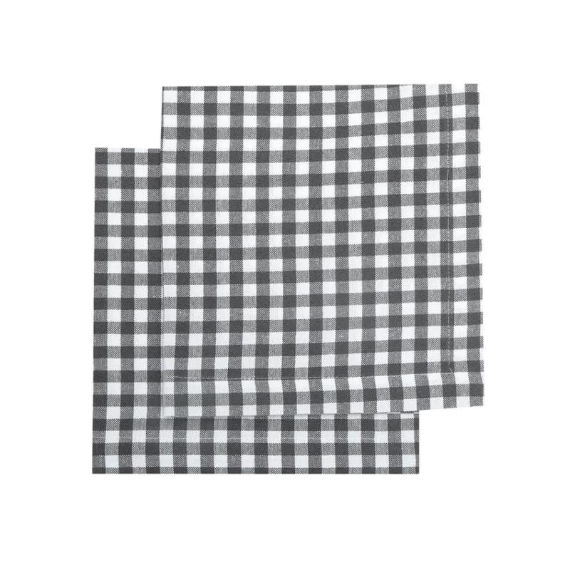 Servett eller liten duk, BELLA, 2-pack stl. 45x45cm återvunnet material, smårutig i mörkgrått och vitt