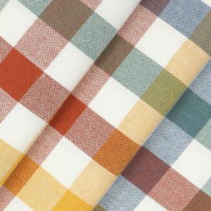 Rutig metervara RUTH, rutig i gult, blått, grönt, beige och rost