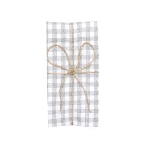 Servett eller liten duk, BELLA, 2-pack stl. 45x45cm återvunnet material, smårutig i ljusgrått och vitt