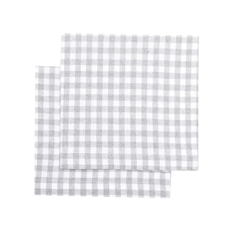 Servett eller liten duk, BELLA, 2-pack stl. 45x45cm återvunnet material, smårutig i ljusgrått och vitt