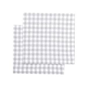 Servett eller liten duk, BELLA, 2-pack stl. 45x45cm återvunnet material, smårutig i ljusgrått och vitt