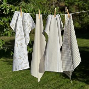 Kökshanddukar RECYCLE LINNEA, mix i 4-pack, linnefärg och vitt