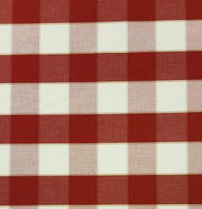 Gripsholmsruta på metervara i bomull, röd/vit