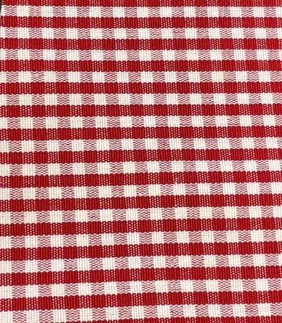 PEPITA, Rutigt tyg på metervara i bomull i rött och vitt