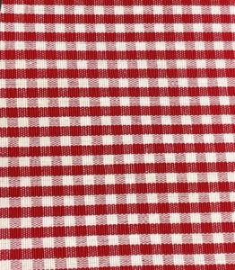 PEPITA, Rutigt tyg på metervara i bomull i rött och vitt