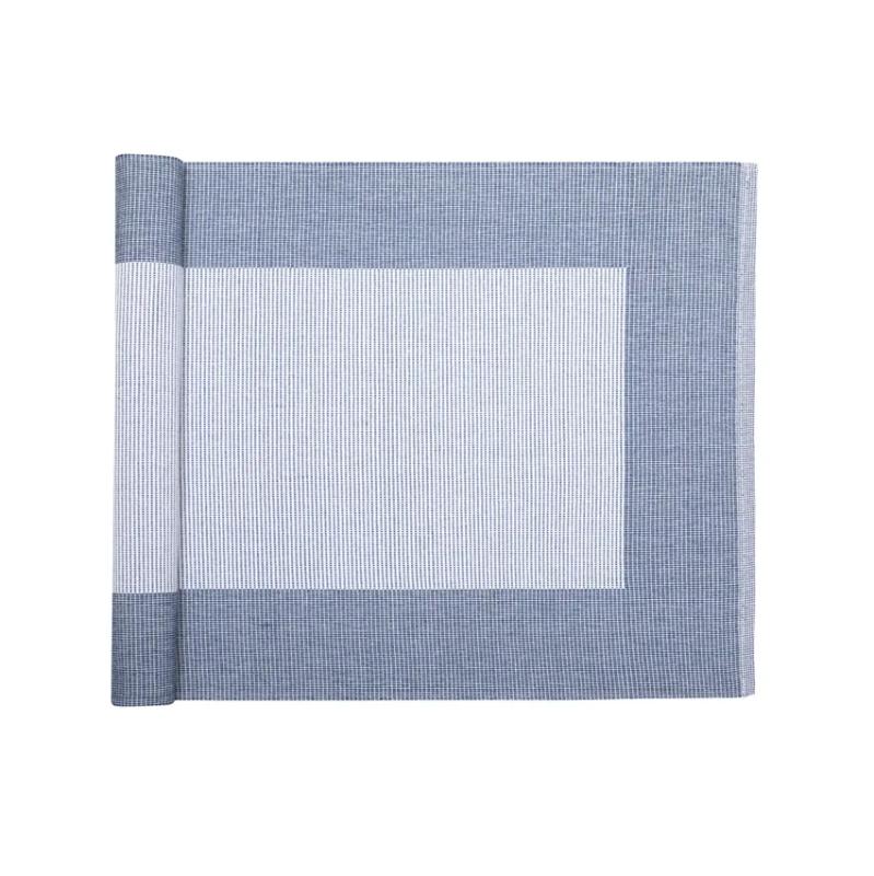 Löpare POPPY i gråblått och vitt med mörkare blå ram runt kanterna