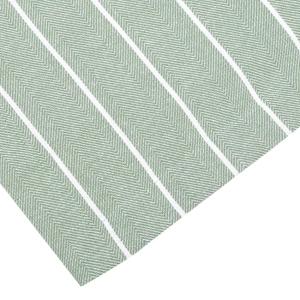 Duk EDITH, fyrkantig vävd duk i återvunnet material, fiskbensmönstrad botten i grönt med vit rand