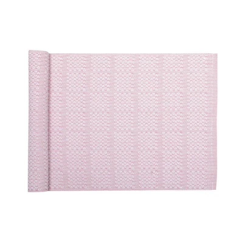 Löpare INES, extra lång i återvunnet material, mönstervävd löpare i ljusrosa och vitt